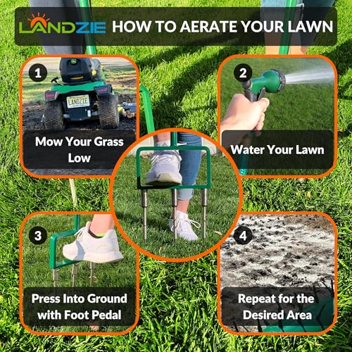 Landzie - Lawn Aerator Tool 42", Spike Tine Manual Aerator - size: Spike Tine Aerator