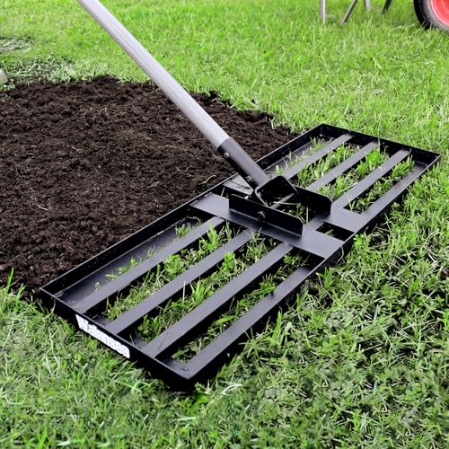 Walensee Lawn Leveling Rake, 30"x10" Leveler with 7FT Handle for Soil - size: 7FT 30"x10"