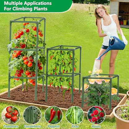 6 Pack 49" Square Tomato Cages, Heavy Duty Steel Tomato Trellis Kit - size: 6PCS Cages