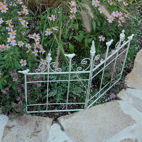 Vintage Metal Garden Fences Rustic Distressed White Decorative Fence Cast Iron Garden Edging Landscape Border Yard Stake Tall Picket Fence Outdoor Flower Bed Lawn Panels - color: White