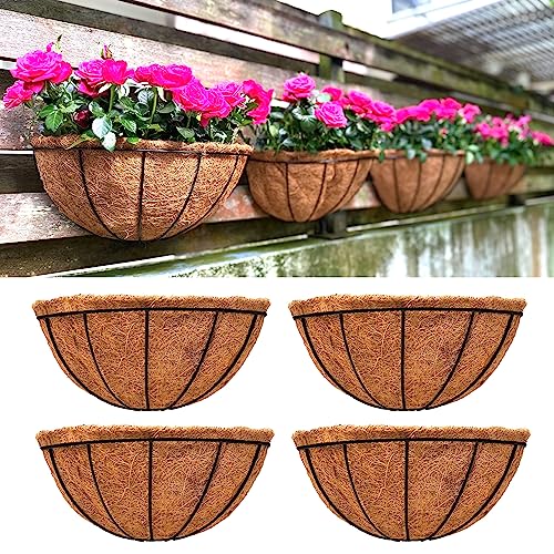 LaLaGreen Hanging Wall Planters (16 in, 4 Pack) Coco Liner Flower Pots - size: 16" x 4 Pack