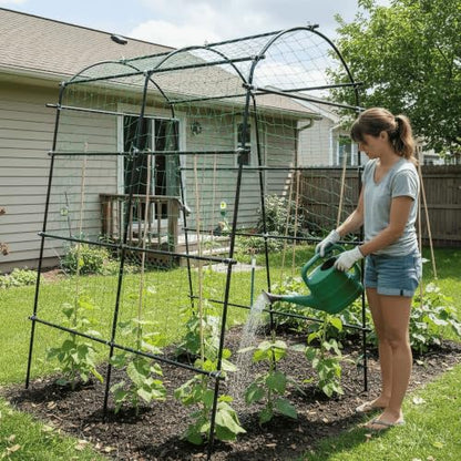 7FT Tall Heavy-Duty Metal Garden Arch Trellis for Climbing Plants Outdoor - size: 71"L×70"W×82"H