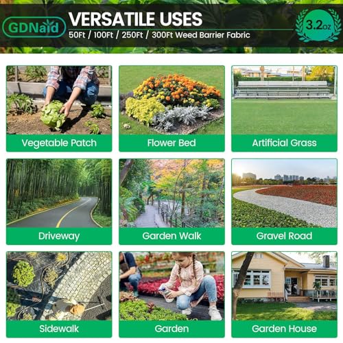 Weed Barrier Landscape Fabric 3.2oz Weed Barrier Fabric 3ft x 300ft Landscaping Fabric, Garden Weed Fabric for Gardening - size: 3.2oz-3x300ft