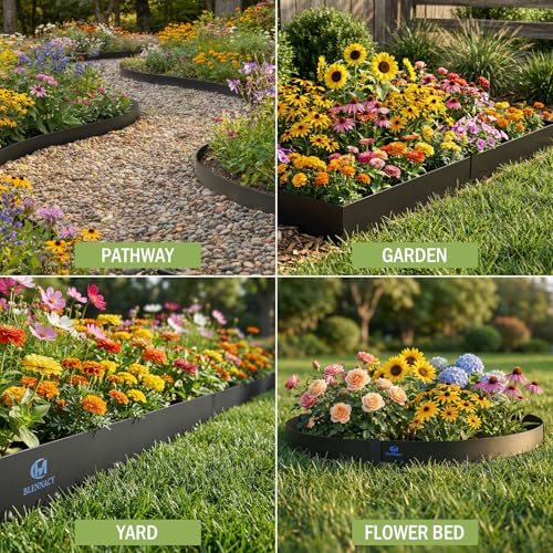 33ft. Metal Landscape Edging 4.5 inch (2" Above Ground, 2.5" Below Ground) - color: Powder-Coated Black, size: 10 Pack (40 x 4.5IN)