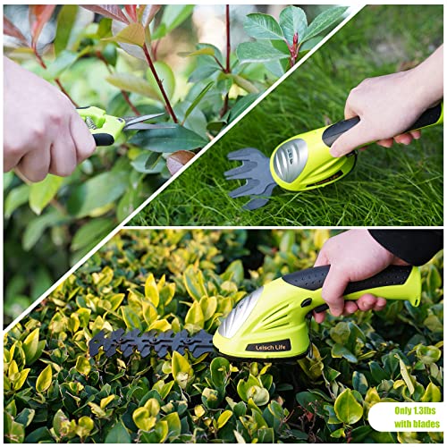 Leisch Life Cordless Grass Shear & Shrubbery Trimmer - 7.2V 2 in 1 Handheld Hedge Trimmer Electric Grass Trimmer Hedge Shears w/Pruning Scissor Rechargeable Lithium-Ion Battery and Charger Included