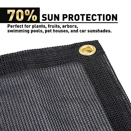 CARTMAN Finished Size 12x20 Feet Heavy Duty Mesh Tarp with Grommets, 70% Black Shade Cloth, Multipurpose Protective Cover with Air Flow for Plant, Greenhouse, Patio, Chicken Coop, Barn Kennel - size: 12'x20'