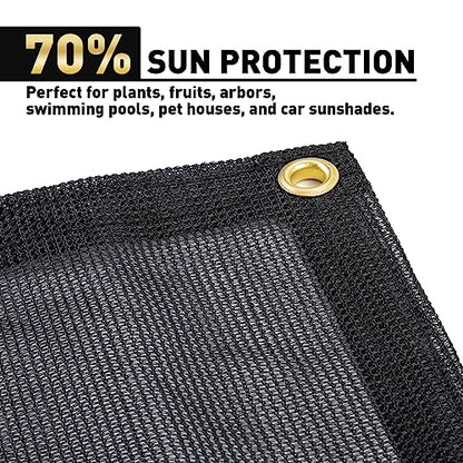 CARTMAN Finished Size 12x24 Feet Heavy Duty Mesh Tarp with Grommets, 70% Black Shade Cloth, Multipurpose Protective Cover with Air Flow for Plant, Greenhouse, Patio, Chicken Coop, Barn Kennel - size: 12'x24'