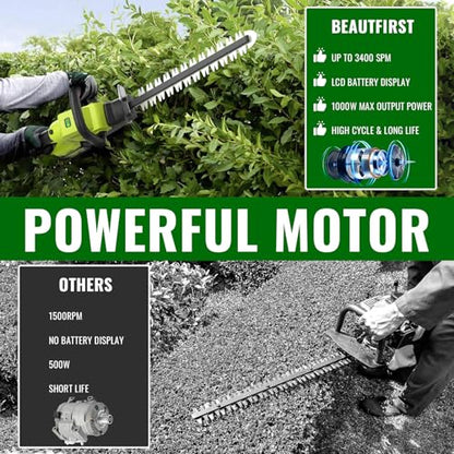 20V 22-Inch Hedge Trimmer Cordless with 2x5.0Ah Battery & Charger - color: Green