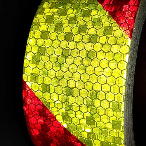 AISEY Reflective Tape Conspicuity Waterproof Yellow/Red Safety Caution Strips Tape Outdoor, Reflector Hazard Tape Stickers, Trailer Reflectors 2” X 30ft - style: reflective tape yellow