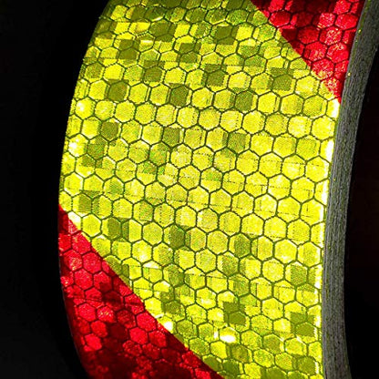 AISEY Reflective Tape Conspicuity Waterproof Yellow/Red Safety Caution Strips Tape Outdoor, Reflector Hazard Tape Stickers, Trailer Reflectors 2” X 30ft - style: reflective tape yellow