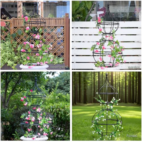 47" Obelisk Trellis for Climbing Plants - Support for Roses & Vines - color: black-47"x17"