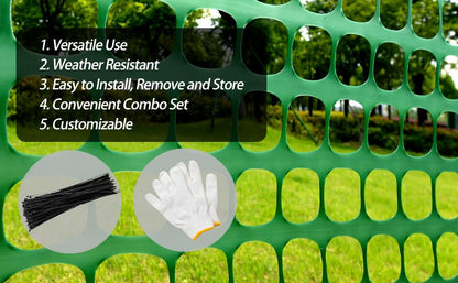 PotatoLife 2'x25' Plastic Mesh Fence for Garden with 50 Zip Ties, Green - color: Green, size: 2' x 25' (Regular)