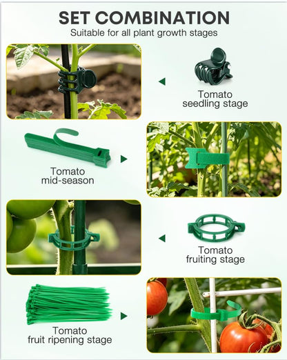 300Pcs Green Tomato Clips,Plastic Trellis Clips,Reusable Plant Support Clips for Tomatoes,Cucumbers,and Vines,Garden Supplies for Vertical Growing - color: Green