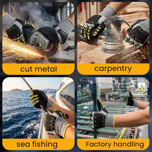 Safety Work Gloves for Men Women, Impact Gloves with Cut Resistant Protection - size: Medium