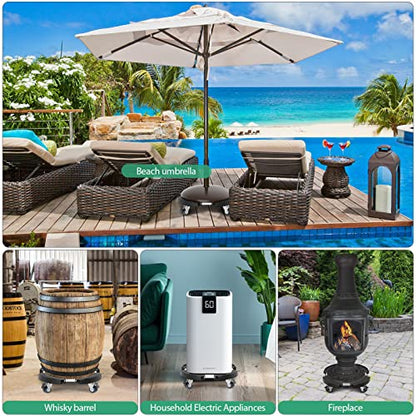 VANCASTLE Plant Caddy with Lockable Wheels 15-22'' Adjustable Plant Stand - color: Black, size: 2