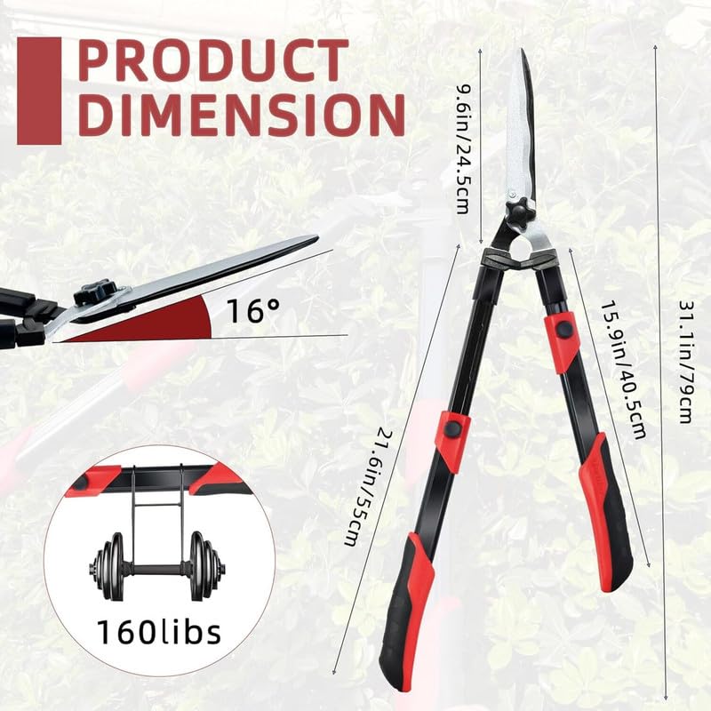 26"-32" Extendable Hedge Shears, Telescopic Garden Clippers with Sharp Wavy Blades for Trimming Hedges & Shrubs - color: Telescopic Hedge Shears