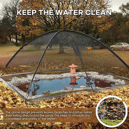 Mxmoonant Pond Cover Dome 10x11 FT, w/4 Windropes, 1-Person Install