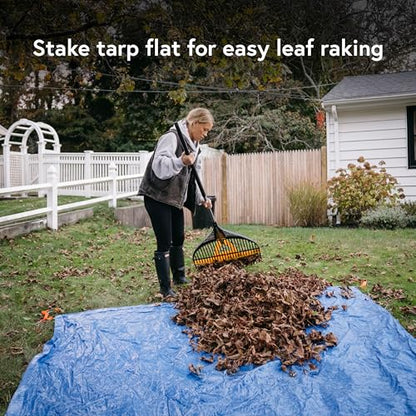 EZ Tarp Tugger - All In One Comfort Grip, Carabineer & Stake – Quick Attach Carabineer Hooks To All Standard Tarps – Stakes Securely In Ground In Windy Conditions - Set of 2 - size: 12 inches x 6 inches