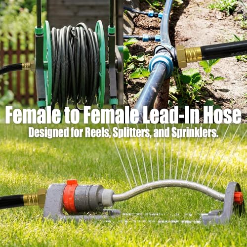 10FT Female to Female Leader Hose, 5/8 in, 3/4 GHT Brass Fittings - size: 10FT ( Female - Female )