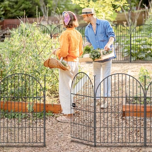 ADAVIN Tall Garden Fence with Gate, 32in 4 Panels Fencing for Yard 8.8 Ft - color: Black, size: 32in(H)x27in(L) 3 Panels + 1 Gate