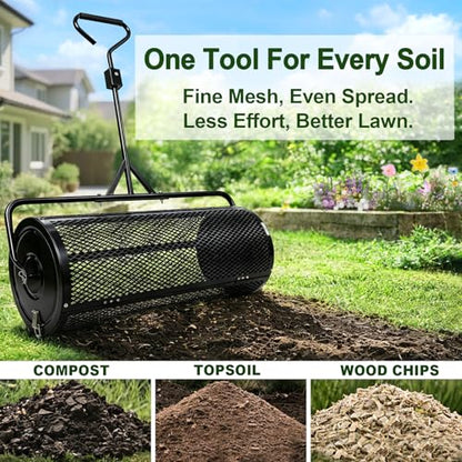 TEMFAR Compost Spreader 44 Inch Push/Tow Peat Moss Spreader - size: 44 Inch