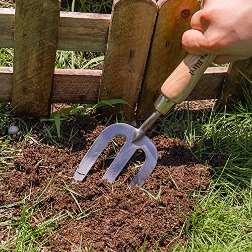 Gardening Hand Fork, Stainless Steel Hand Weed Fork - size: 12.3in
