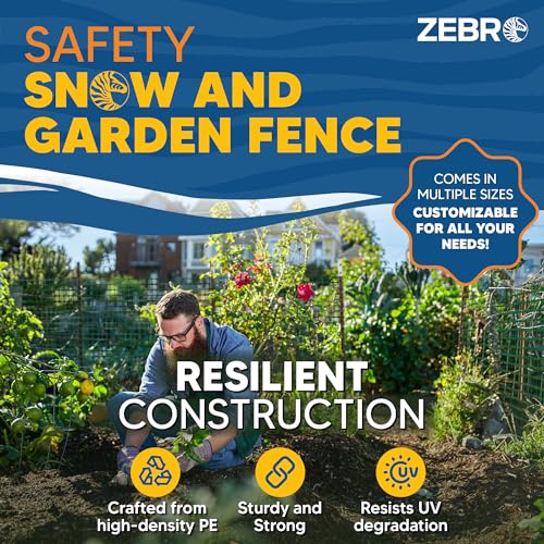 ZEBRO 4' x 100' Green Plastic Garden Fence Roll – Light Duty Mesh Fencing for Temporary Fence, Snow, Garden Netting, Animal Barrier, Agricultural Fencing & Lawn Protection - color: Green, size: Light-Duty 4' x 100'