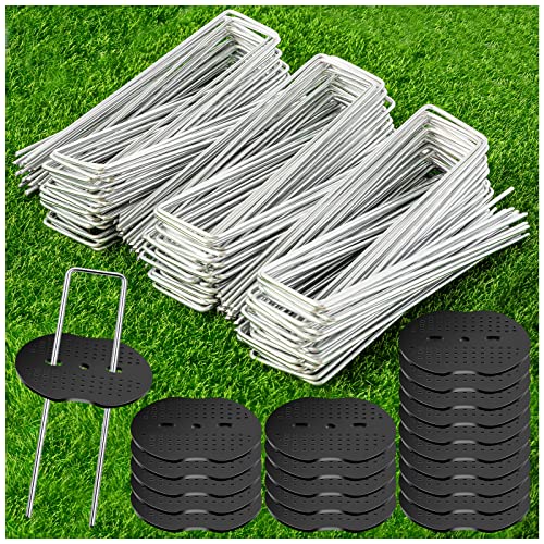 6 Inch Landscape Staples Garden Stakes with Gasket, Landscape Fabric Pins - size: 100Pcs