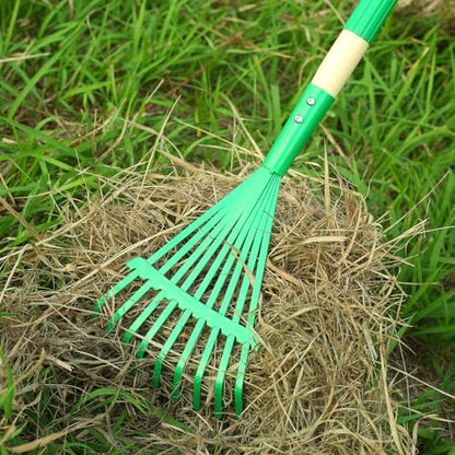 Kids Rakes with Hardwood Handle - Metal Kids Leaves Rakes, 28" Child Size Lawn Rakes with Vibrant Green Heads, Garden Tool Set for Kids Boys and Girls - color: Green