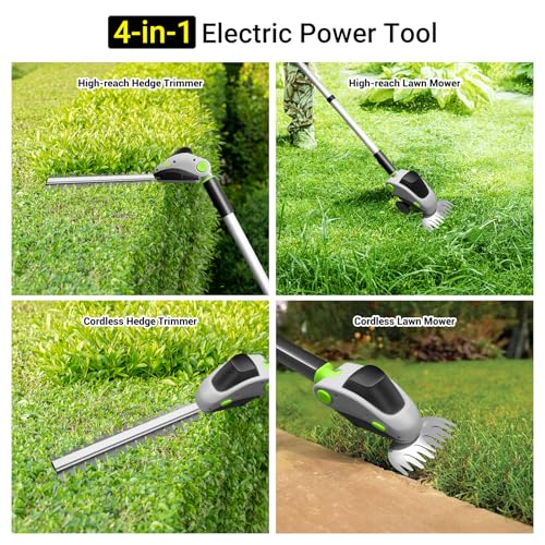 4-in-1 Pole Hedge Trimmer Cordless with 2 PCS 3.0Ah Battery