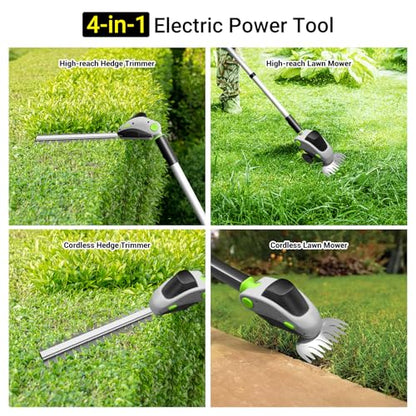 4-in-1 Pole Hedge Trimmer Cordless with 2 PCS 3.0Ah Battery