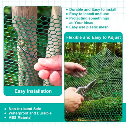 Plastic Mesh Fence Roll Black, 24inx50ft, with 50 Zip Ties