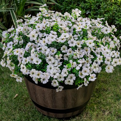20 Bundles Artificial Flowers for Outdoor, Fake Plants Spring Decor,White - color: White