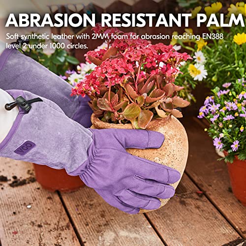 Vgo... Ladies' Synthetic Leather Extended Pig Split Leather Cuff Rose Pruning Thorn Proof Garden Gloves (Size S, Purple,SL6592W) - color: 1 Pair - Purple, size: Women's Small