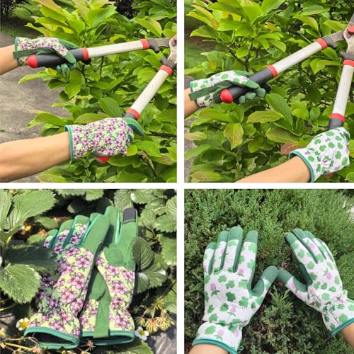 Cute Pattern Gardening Gloves,Thornproof Garden Glove,Gardener Gift - color: 1 Pair Per Pack-green Leaf, size: Medium