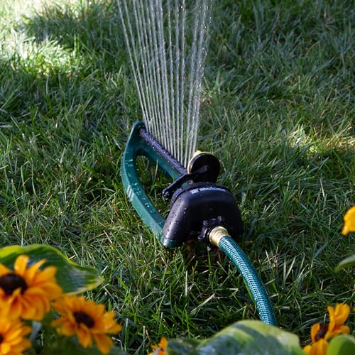 Melnor 65150AMZ Oscillating Sprinkler, 15 Precision Nozzles, Adjustable Spray Range, Waters Up to 2,650 Sq. Ft., with QuickConnect Bundle, Green, Yellow - style: 2,650 sq. ft.