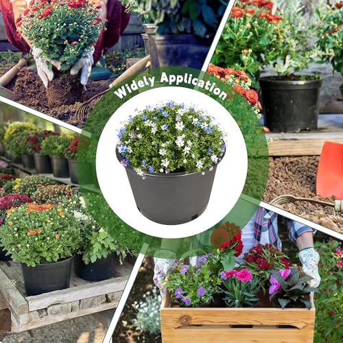 HOSTIC Short 2 Gallon Plastic Plant Container Gallon Pots with Drainage Holes Flexible Nursery Pot Suitable for Indoor Outdoor Vegetables Flowers Plants 10 PCS - size: Short 2 Gallon