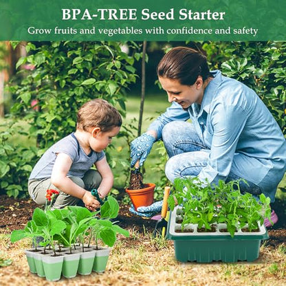 Seed Starter Tray, 72 Cells Indoor Seed Starter Kit, Flexible Silicone Designed Seedling Starter Trays, Germination Tray with Humidity Dome & Lids(4in Height), Reusable & Dishwasher Safe, BPA-Free