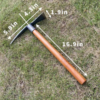 2PCS 19.6 Inches Garden Pick, 2 Prong Hand Hoe Tool Set Garden Tool with Wooden Handle, Transplanting Digging Planting Loose Soil Camping or Prospecting