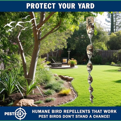 PESTEZE USA Bird Scare Reflective Rods Bird Deterrent Outdoor Scare Device for Birds Pigeons Crows Woodpeckers Sparrows Reflective Spinners Bird Repellent for Patio Garden Roof Balcony [8 Pack Silver]