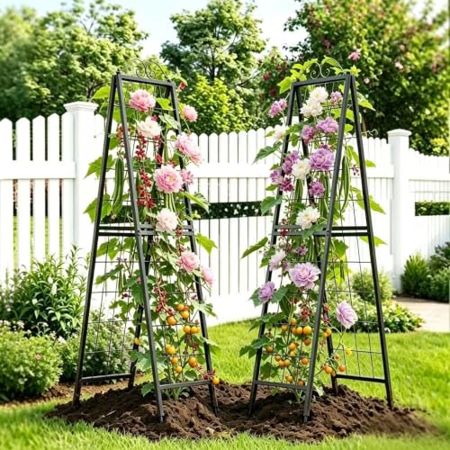 Zhongma Metal Garden A-Frame Trellises Heavy Duty Plant Support 77" H - size: 16"x 77"H A-Frame