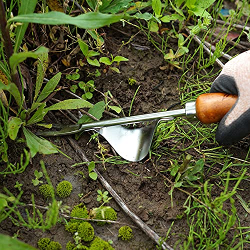 Weed Puller Heavy Duty Japanese Steel with Wood Handle, Hand Weeding Tool, Manual Weeder for Garden, Quick and Easy Weed Pull Tool, Made in Japan, Silver - color: Brown Weed Puller