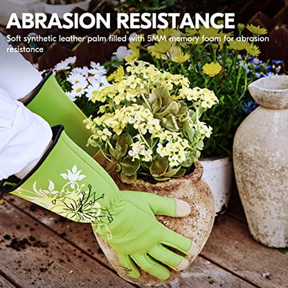 Vgo... 1-Pair Ladies' Synthetic Leather Gardening Gloves, Long Sleeves Gauntlet, Breathable & Grip Work Gloves, High Dexterity, Washable (Size M, Green, SL7445) - color: 1 Pair - Light Green, size: Women's Medium