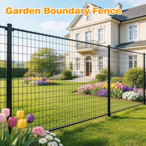 Black PVC Coated Welded Wire Fencing, 48in High x 100ft Long, 2 inch x 4 inch 14GA 2/3/4/5/6 Ft Tall Welded Wire Fence Rolls, Black Metal Garden Fence Wire Roll Garden Fencing for Yard - color: Black, size: 2"x4" 14GA 48" x 100'