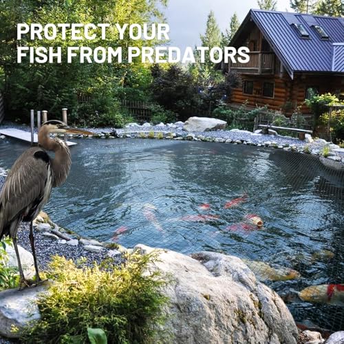 20x20FT Pond Netting for Koi Ponds,3/8" Mesh Leaf & Predator Protection Net - size: 20×20ft