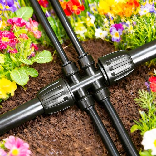 1/2 Inch To 1/4 Inch Drip Irrigation Fittings, 8 Pack Push-to-Fit 1/2" (1/2" ID x 0.65" OD) to 1/4" Drip Line Reducing Tee 1/2" x 1/4" 6 Way Splitter Connectors for Garden Irrigation System - size: 1/2" to 1/4" Drip Fittings