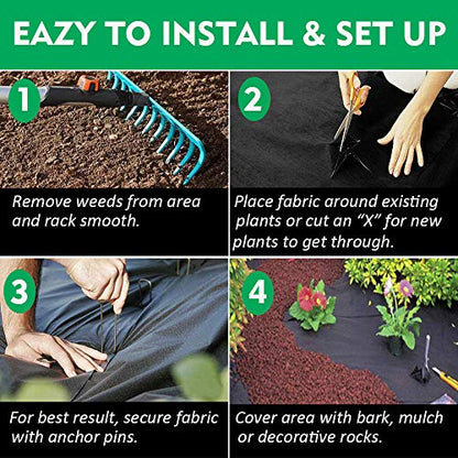 5oz Weed Barrier Landscape Fabric Ground Cover, 7ft x 100ft, Black - size: 7ftx100ft