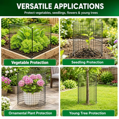 5 Pack Plant Protectors from Animals 12'' x 12'' with Stakes Nylon Ties - size: 5PACK-12*12inch