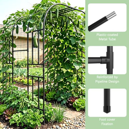 87in H Tall Garden Arch Trellis for Climbing Plants Outdoor - size: 47" W x 59" L x 86.6" H
