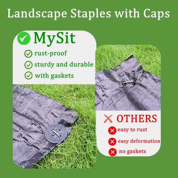 MySit 6 inch Vapor Barrier Stakes 50 Pack with Staples Gasket Caps - size: 50pcs without pick hook